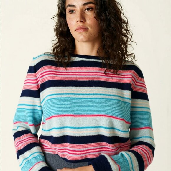 Kim Rogers Sweaters - Kim Rogers Striped Sweater Women Large Blue Pink Lightweight Preppy Classic